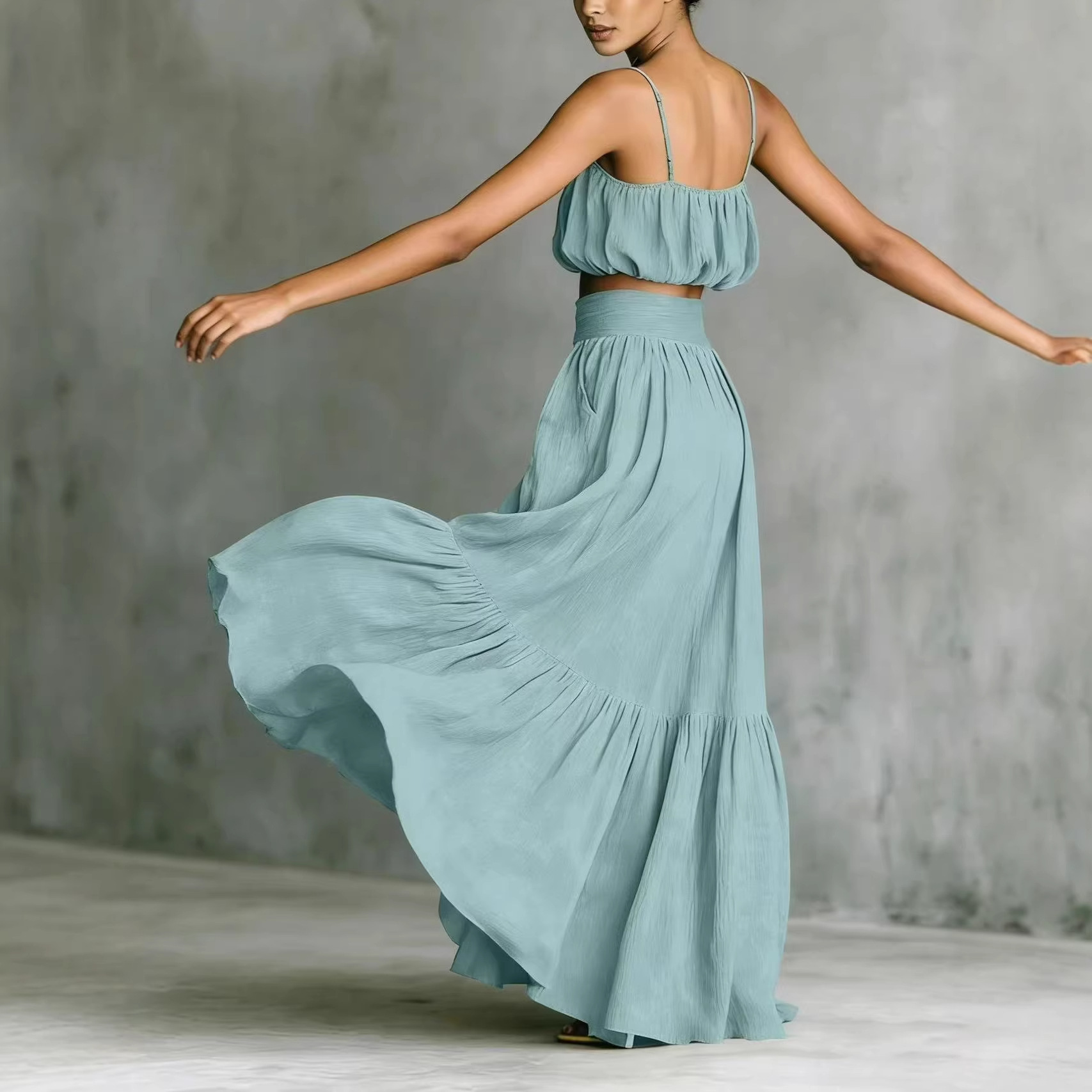Maxi Dress Boho - طقم صيفي نسائي من قطعتين: توب