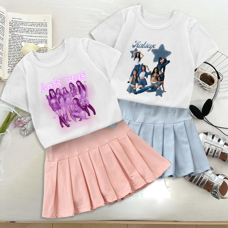 Women'S Fashion Kilt - موضة K البوب K-KATSEYE تي شيرت