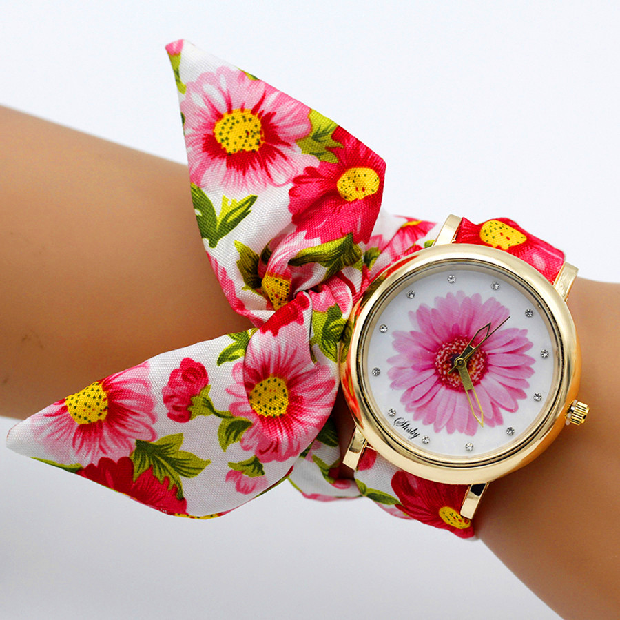 Women'S Fashion From The 60S - Shsby فريد السيدات زهرة القماش ساعة