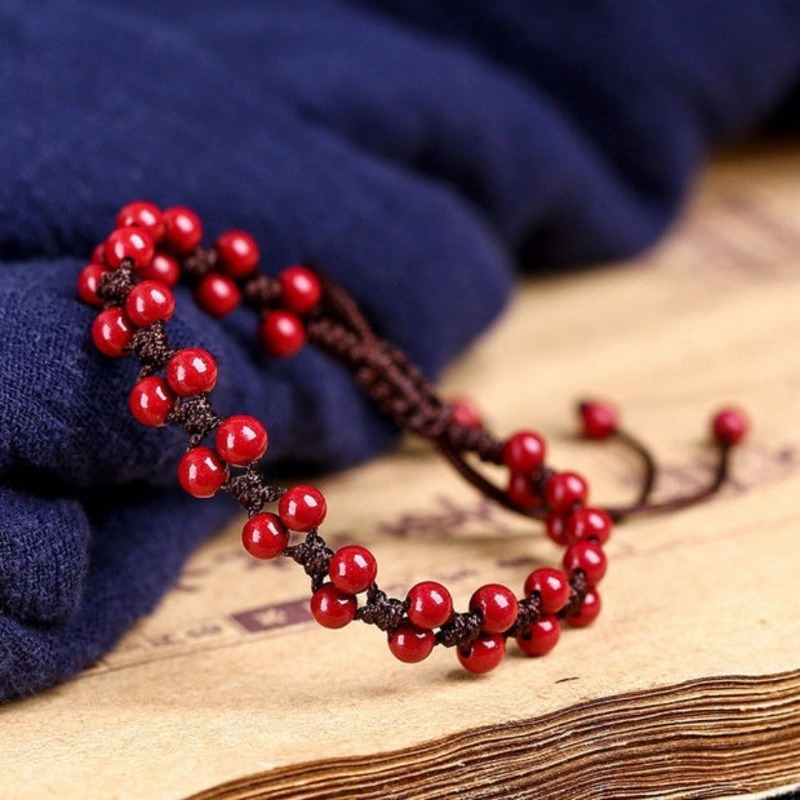 Women Fashion Jewellery - سوار سينابار أحمر طبيعي للرجال والنساء