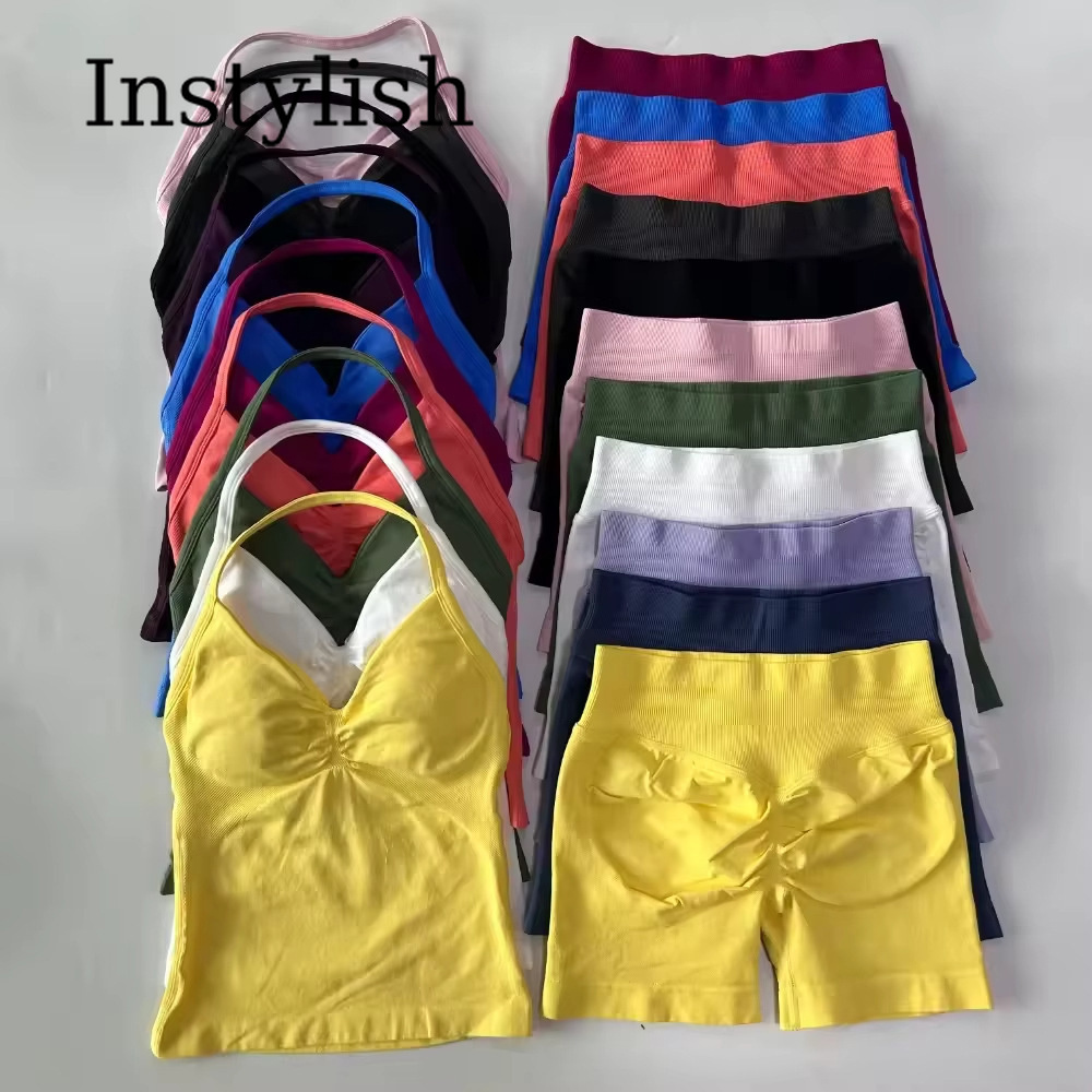 High Waist Leggings - طقم يوجا نسائي من قطعتين بدون