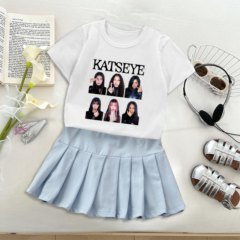 موضة K البوب K-KATSEYE تي شيرت - مراجعة Women'S Fashion Kilt وسعره