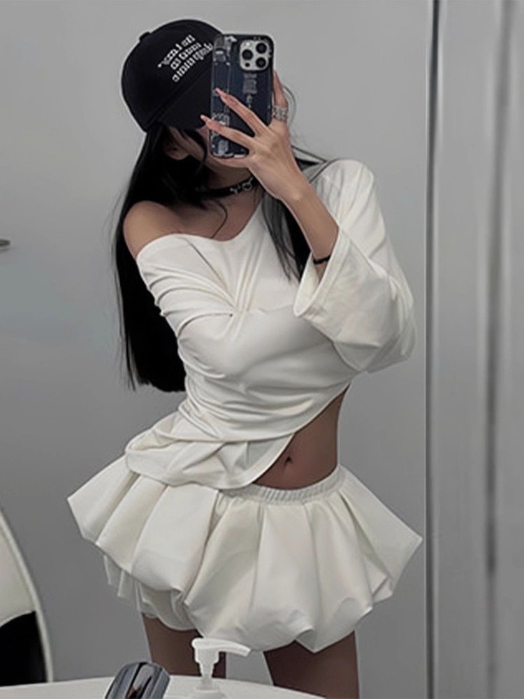 2025 Harajuku تصميم الأزياء ال - مراجعة Asymmetric Top Women وسعره