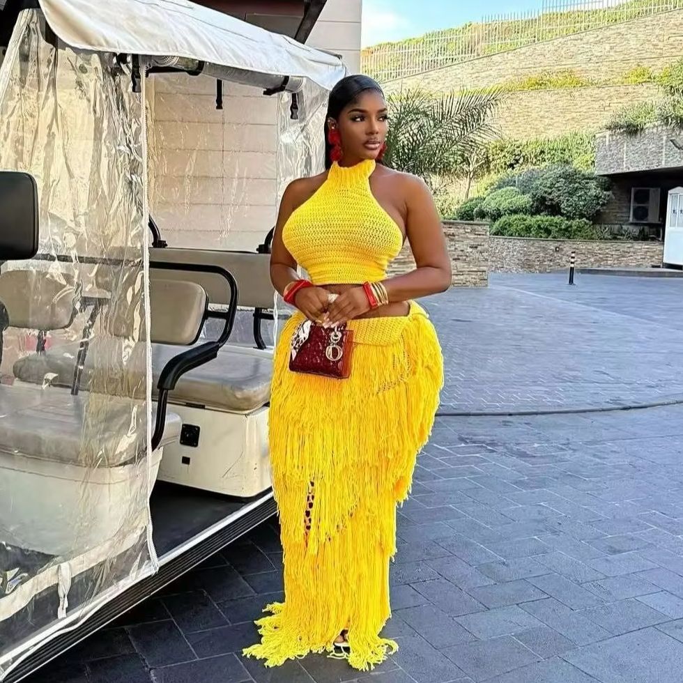 فستان ماكسي كروشيه محبوك من قط - مراجعة Maxi Dress Boho وسعره