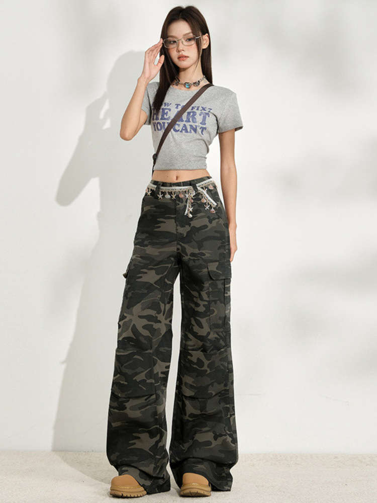 جينز نسائي عصري بنقشة التمويه، - مراجعة Women'S Fashion Utility Pants وسعره