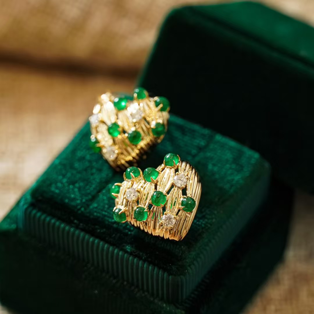 Retro14K الذهب معبأ الزمرد قطر - مراجعة Women'S Fashion Victorian Era وسعره