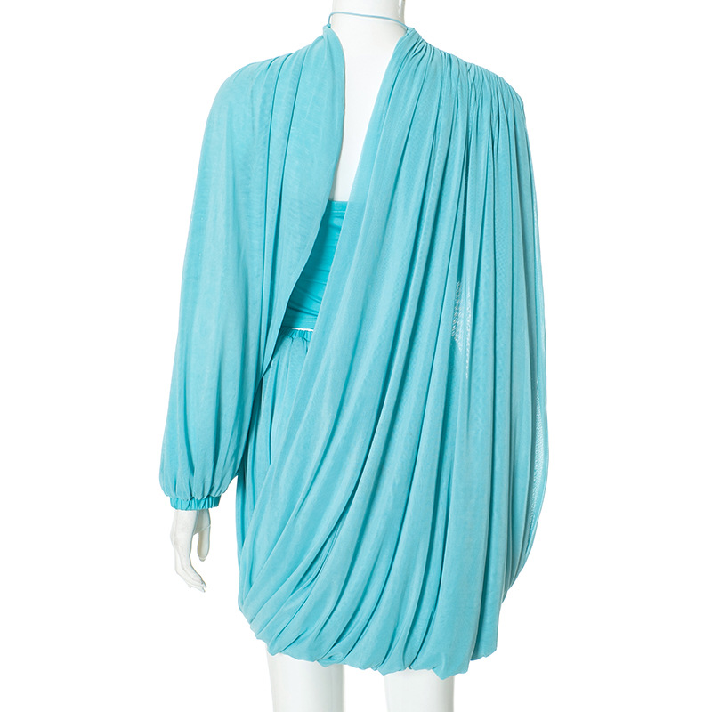 2025 الخريف المرأة أنيقة الأزر - مراجعة Ruched Dress Mini وسعره