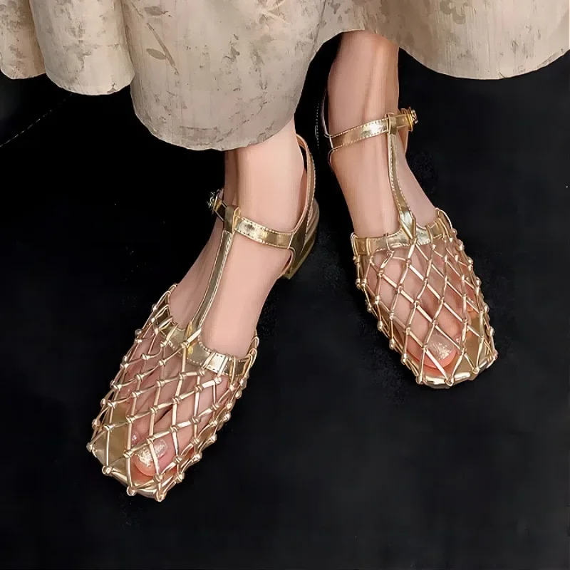 صنادل نسائية شبكية منسوجة بمقد - مراجعة Women'S Fashion Trends Summer 2025 وسعره