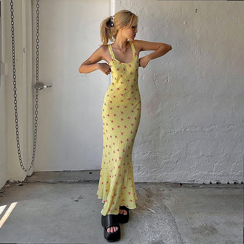 فستان ماكسي طويل بطبعة زهور فر - مراجعة Maxi Dress Boho وسعره