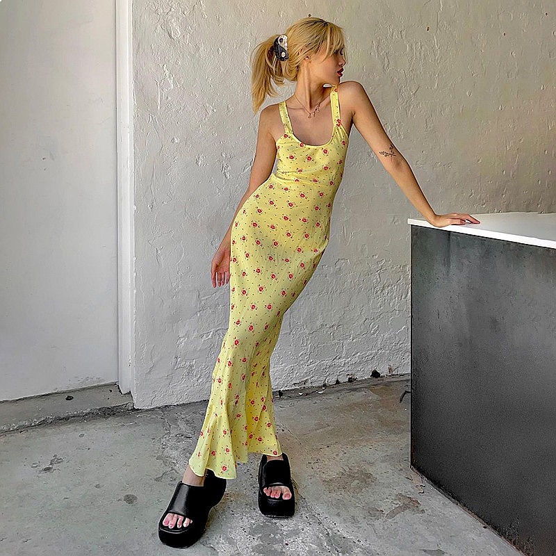 فستان ماكسي طويل بطبعة زهور فر - مراجعة Maxi Dress Boho وسعره