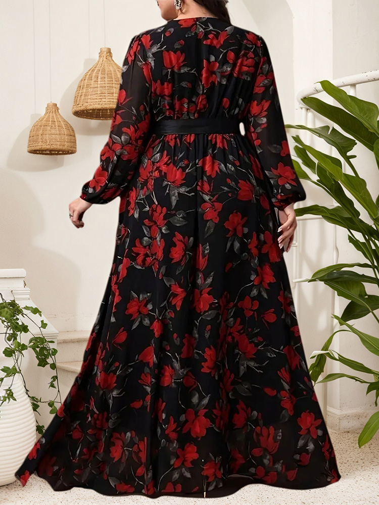 GIBSIE حجم كبير الأزهار طباعة  - مراجعة Maxi Dress Boho وسعره