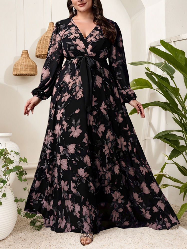 GIBSIE حجم كبير الأزهار طباعة  - مراجعة Maxi Dress Boho وسعره