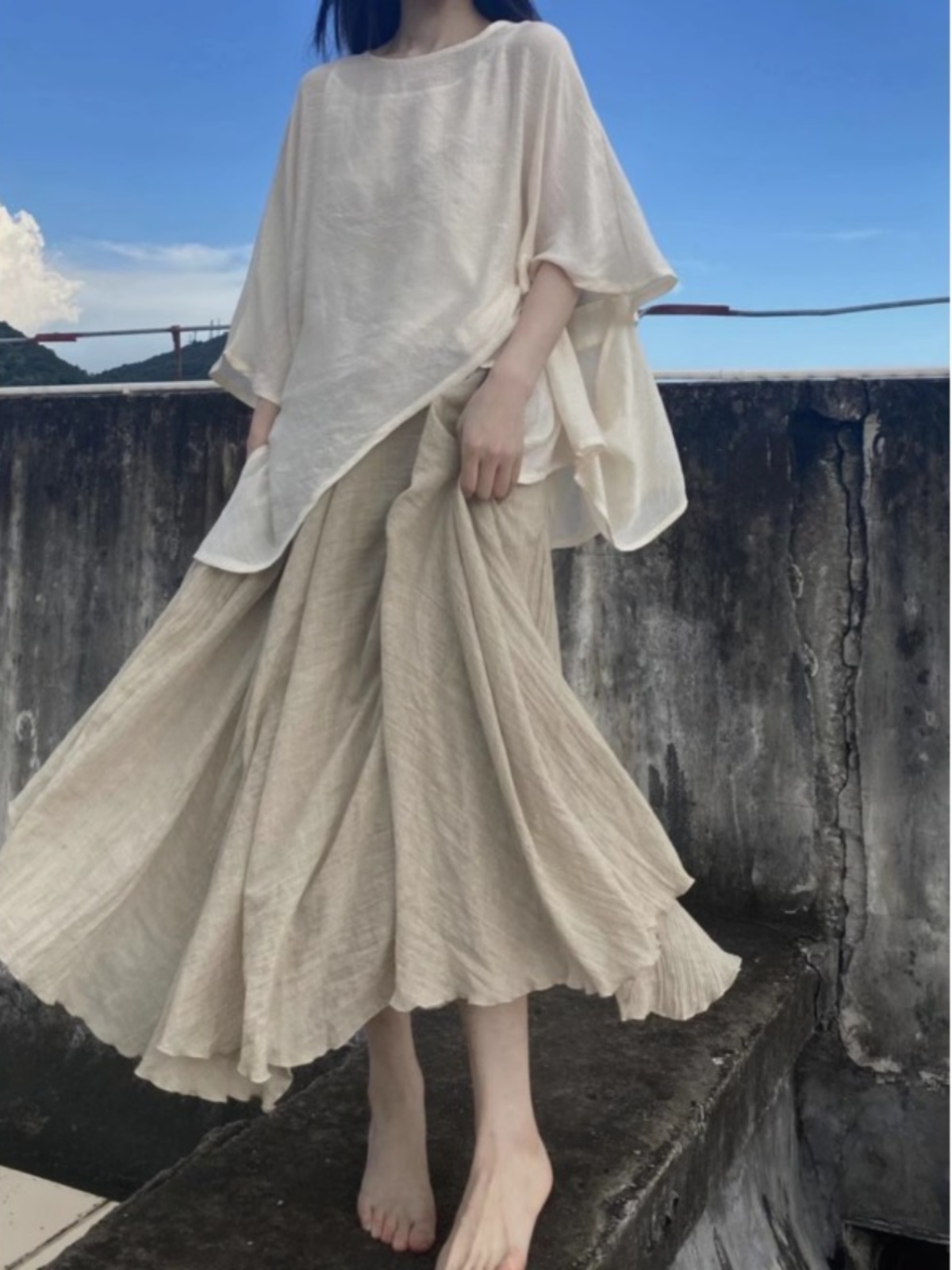 طقم تنورة فضفاضة على الطراز ال - مراجعة Asymmetric Top Women وسعره
