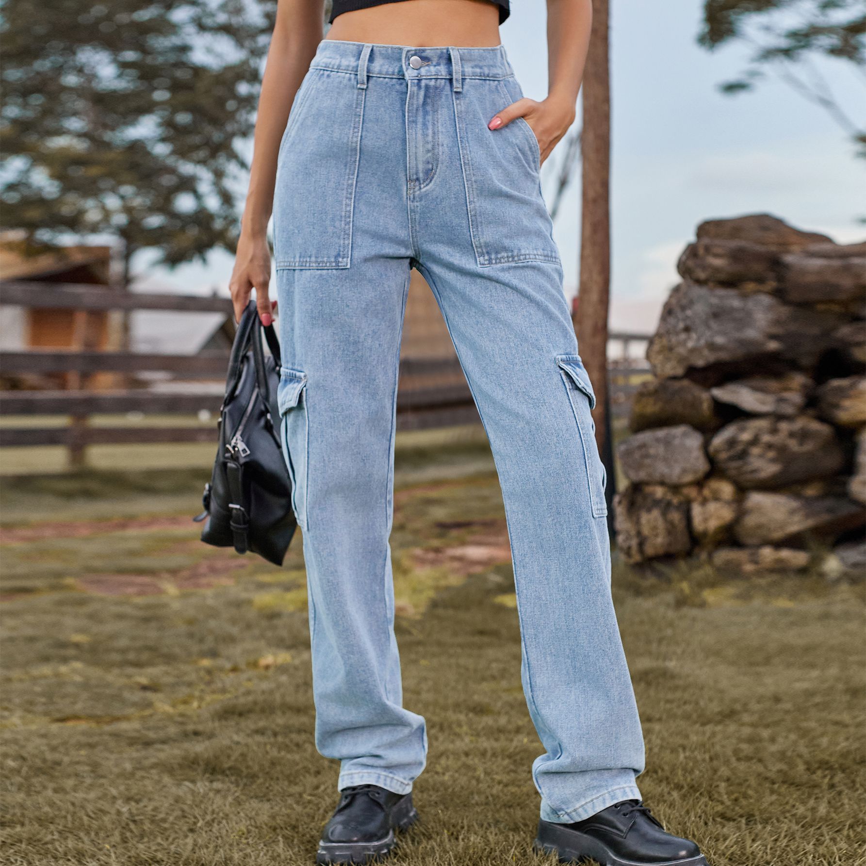بنطلون جينز نسائي أنيق بتصميم  - مراجعة Women'S Fashion Utility Pants وسعره