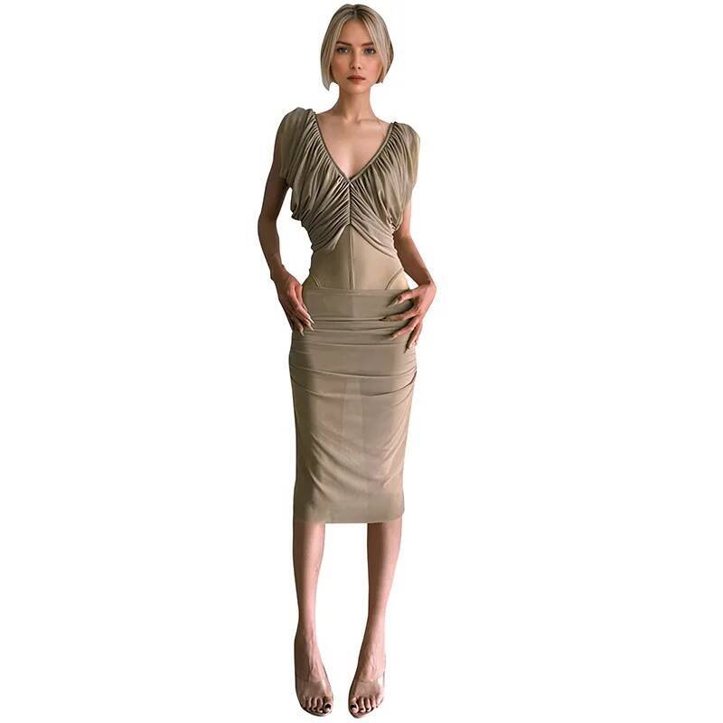 فستان شيفون فرنسي نسائي صيفي ب - مراجعة Ruched Dress Mini وسعره