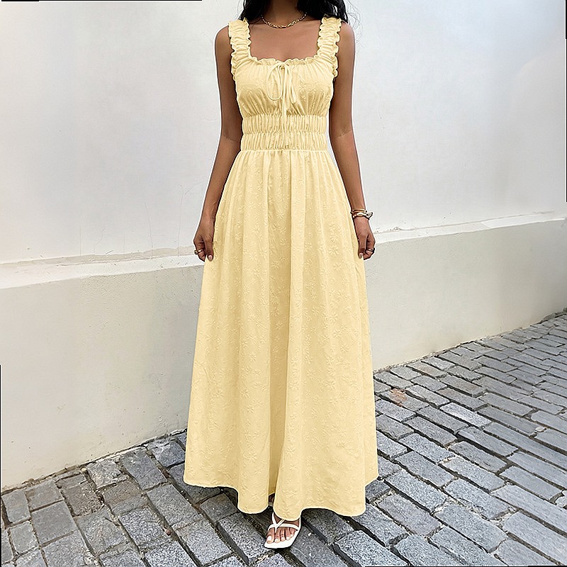 فستان صيفي بدون أكمام برقبة مر - مراجعة Maxi Dress Boho وسعره