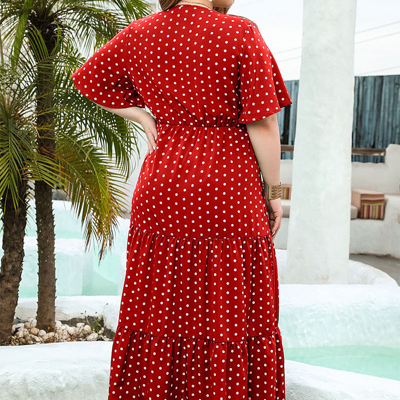 بوهو دوت مطبوعة الخامس الرقبة  - مراجعة Maxi Dress Boho وسعره