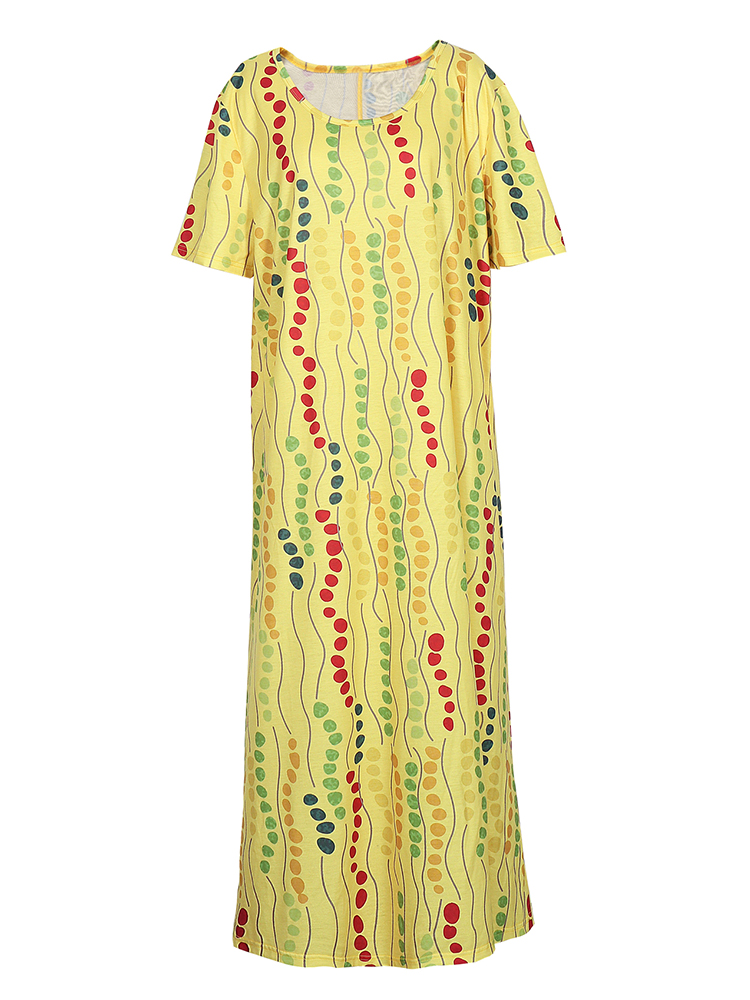 فستان ميدي مطبوع باللون الأصفر - مراجعة Maxi Dress Boho وسعره