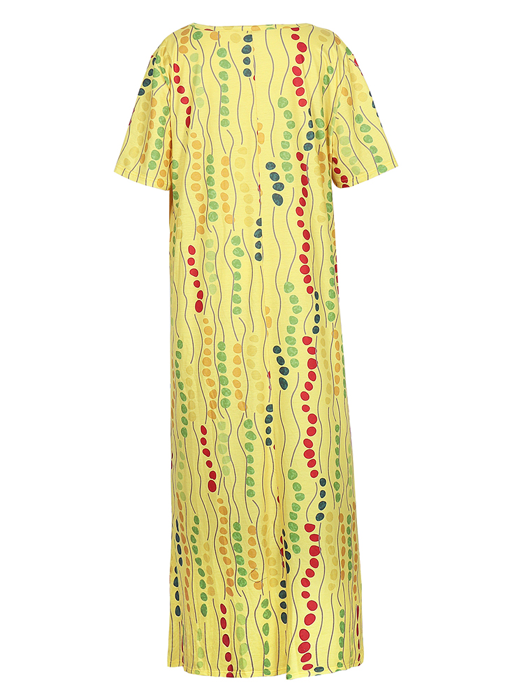 فستان ميدي مطبوع باللون الأصفر - مراجعة Maxi Dress Boho وسعره